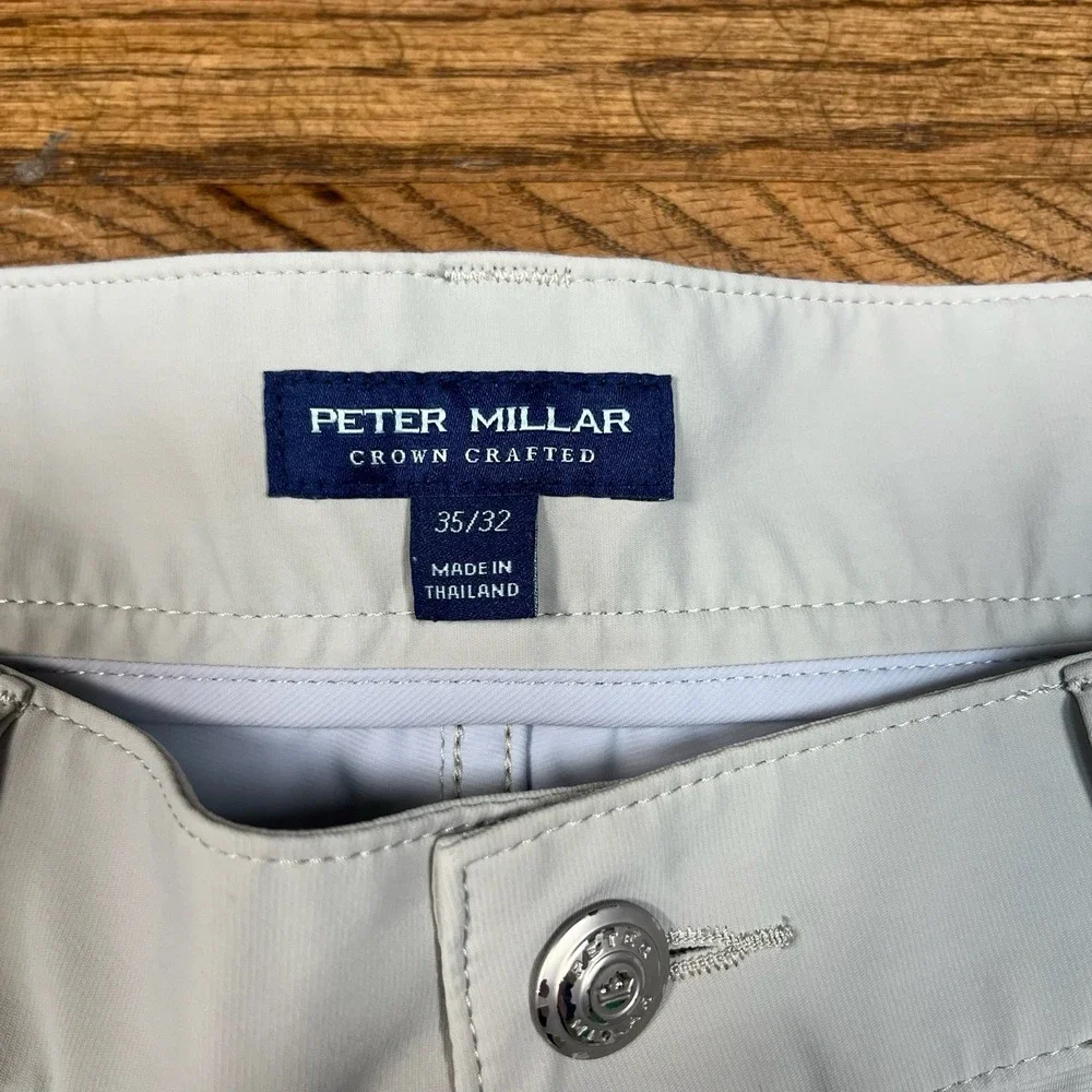 Peter Millar Crown Sport Performance Golf Pants Nylon Beige‎ Men's Sz 35x32